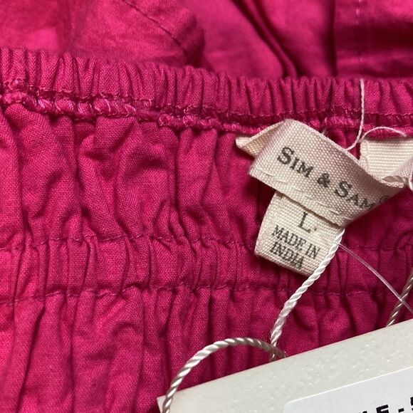 Sim & Sam V-neck Plunge Shoulder Tie Ruffle Crop Cotton Cami Babydoll Tank - Picture 8 of 8